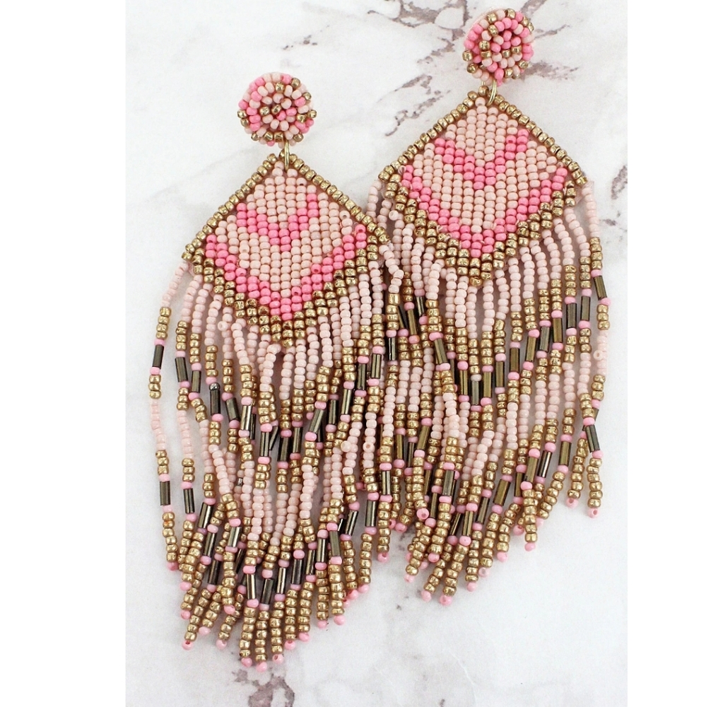 BABY PINK DREAM COVE SEED BEAD EARRINGS